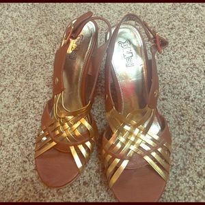 Brown and Gold Platform wedges