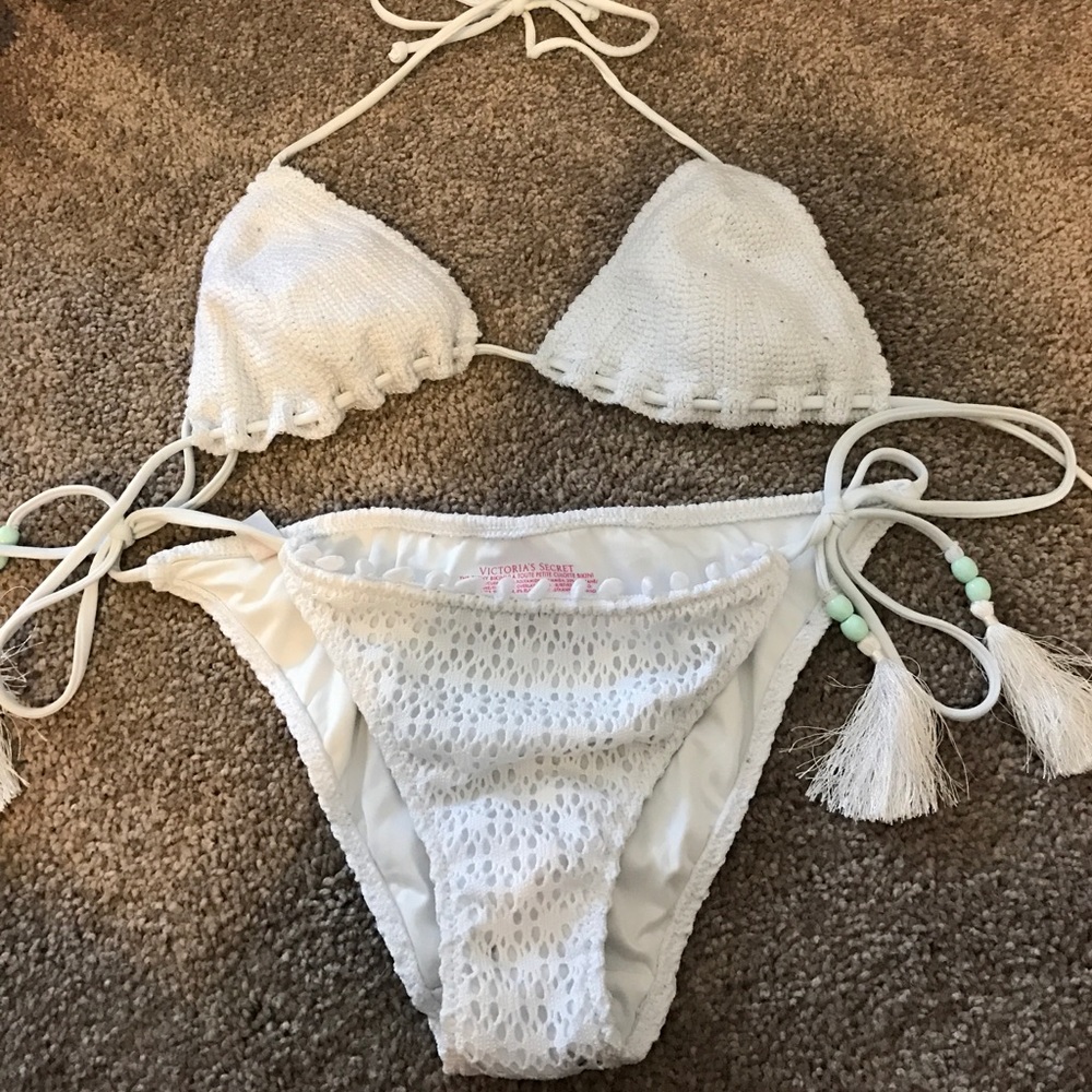 White crochet Victoria secret bikini