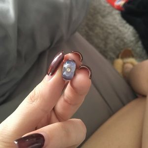 Pandora purple flower with "diamond" glass bead