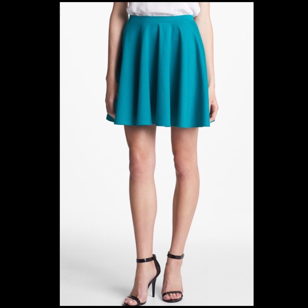 Hinge Teal Ponte Knit Circle Flowy Skirt