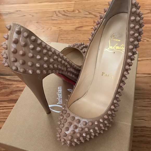 Christian Louboutin Nude Alti Spiked Pumps - Picture 2 of 4