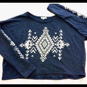 Tribal  Design Cropped Boho Sweatshirt