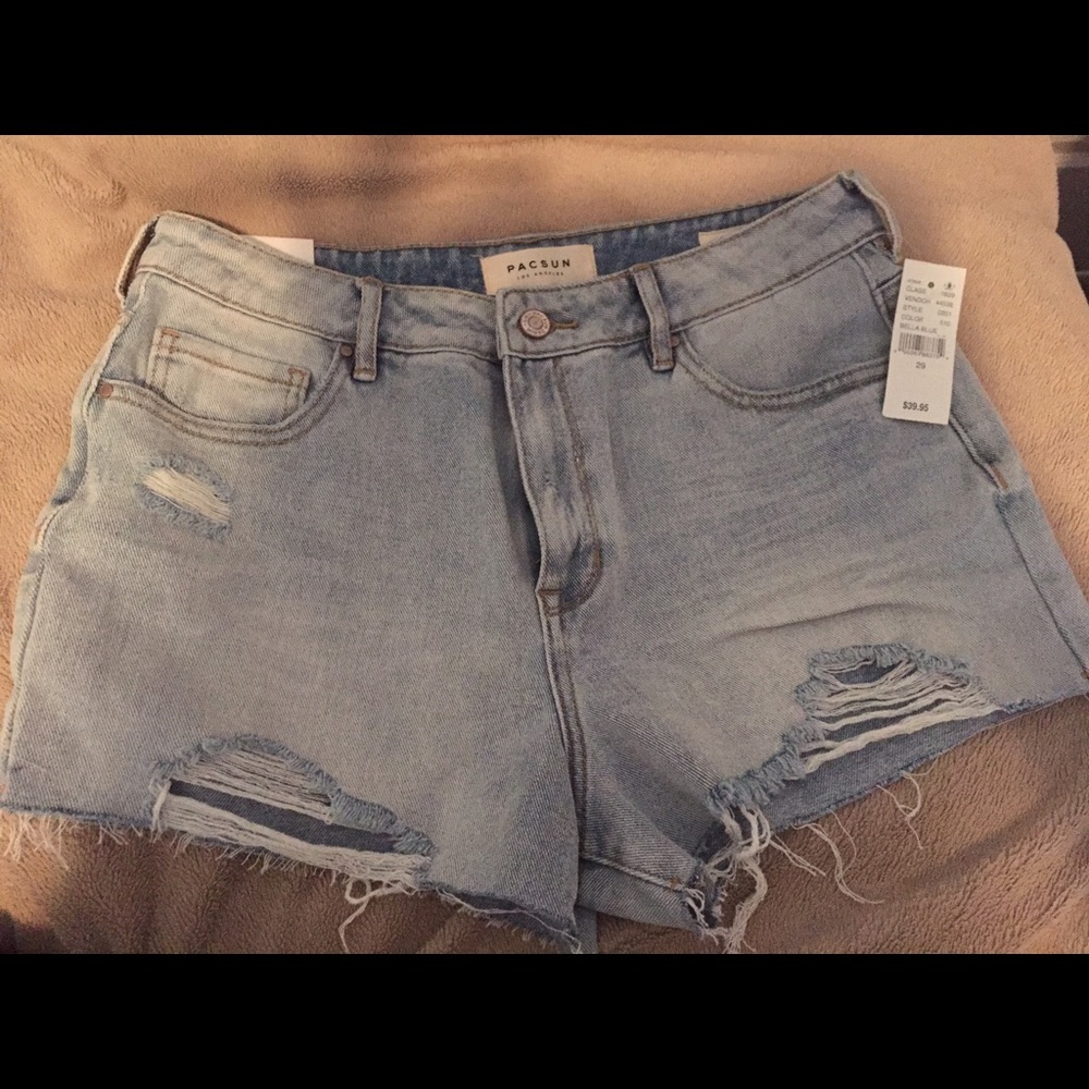 High rise denim shorts
