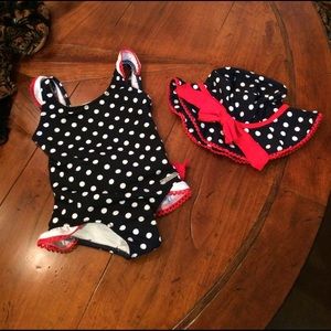 AZUL Swimsuit w/Matching Hat - Red, White, & Blue