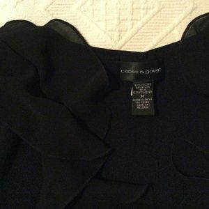 Sweater, 3/4 sleeve, sheer trim, scoop