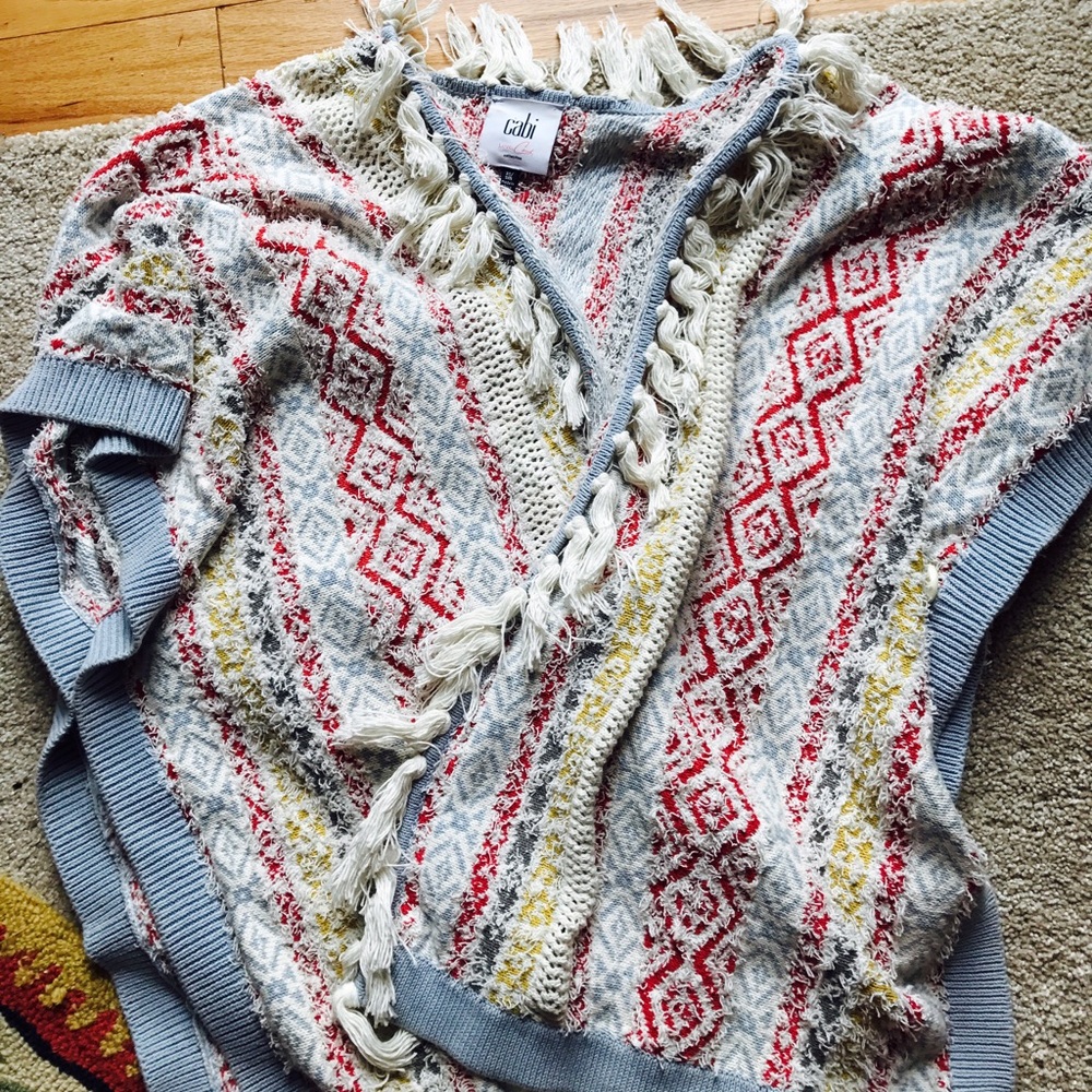 Cabi shawl/ drape fringed multicolor