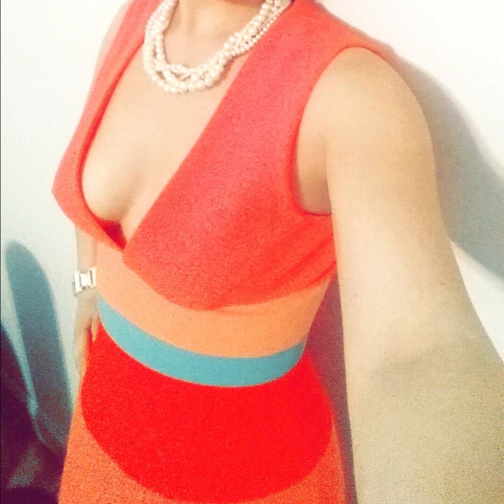 Coral combo Lizette BCBGMAXAZRIA evening gown