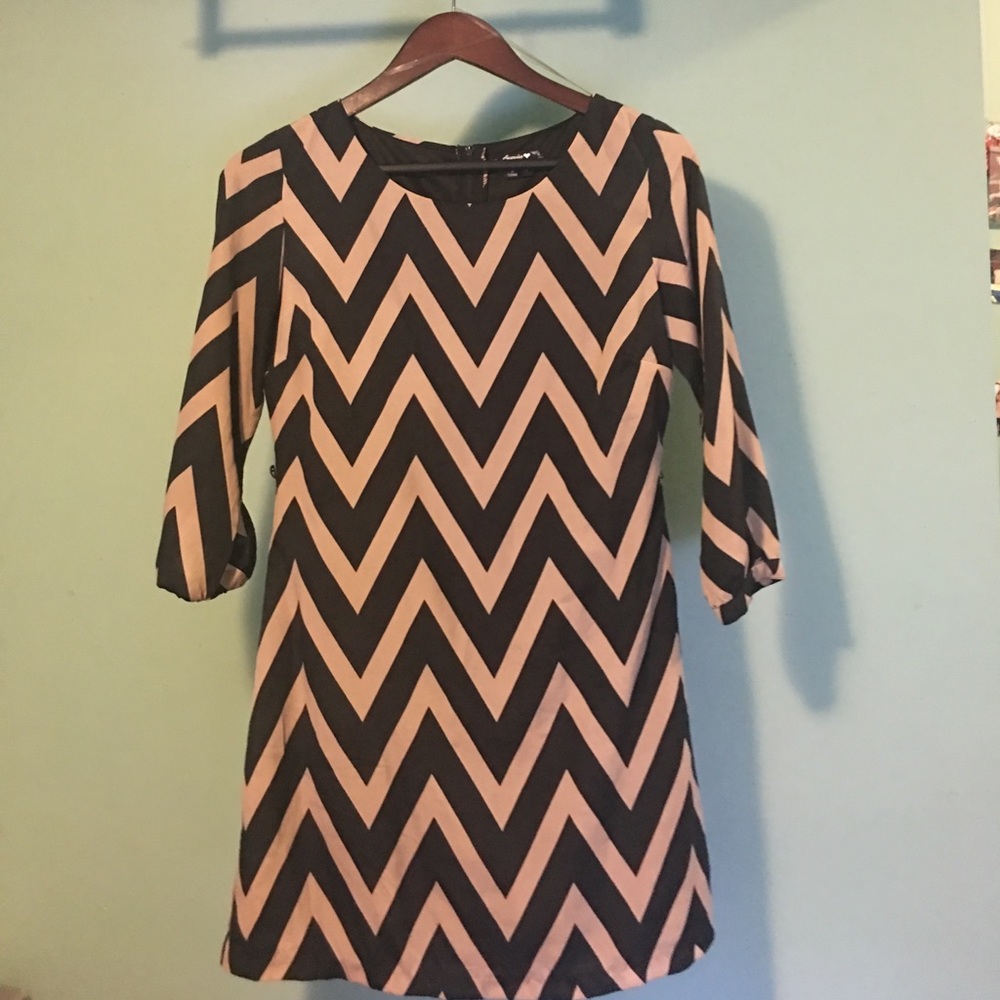 Lightly used Black and Tan chevron dress