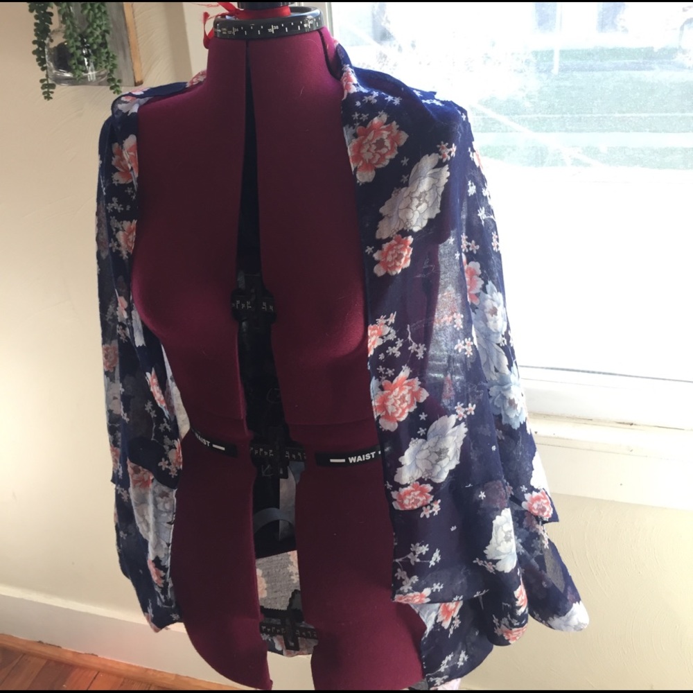 🆕sheer cotton floral kimono top