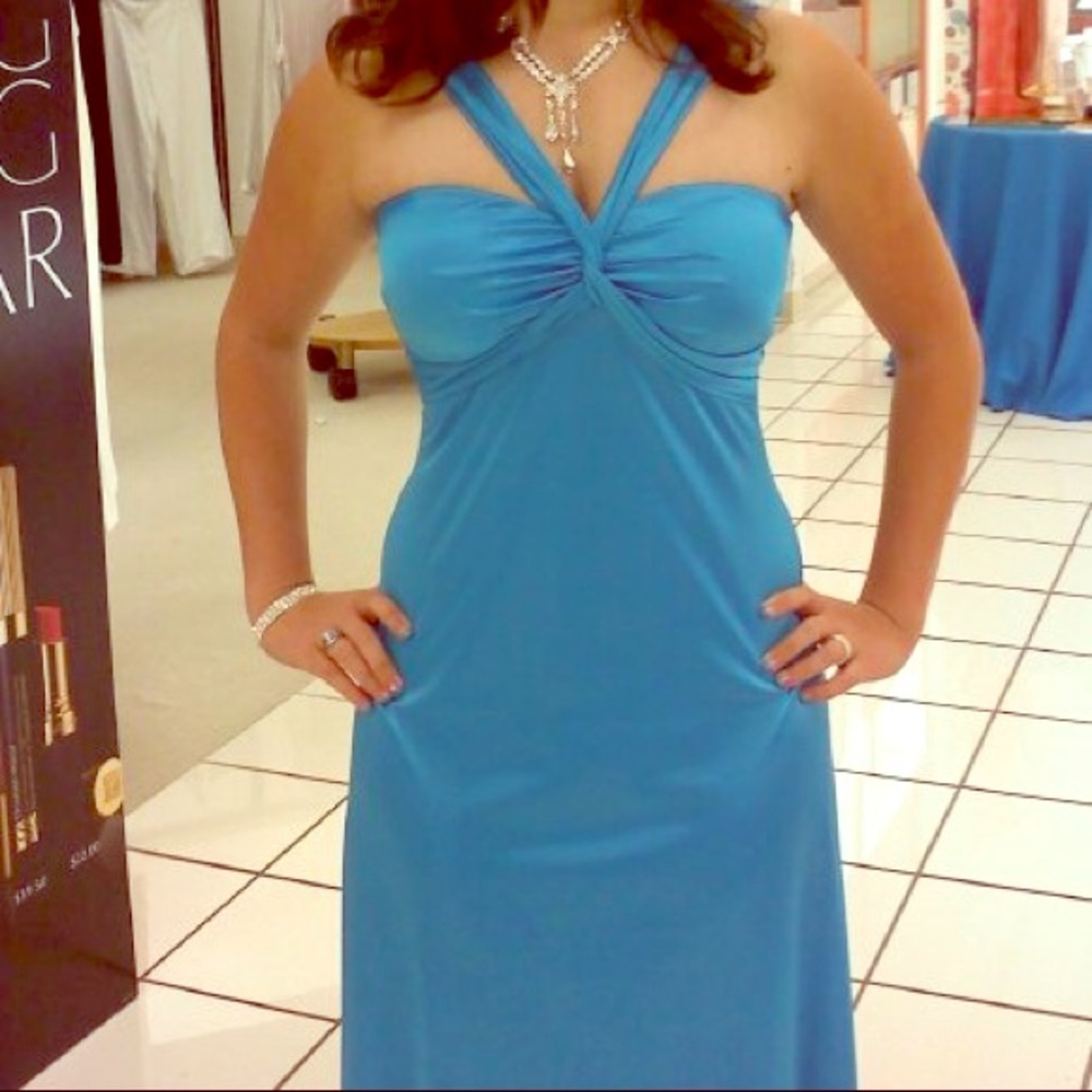 3/4 aqua prom dress