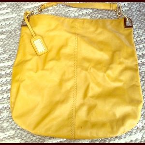 Badgley Mischka mustard yellow hobo bag