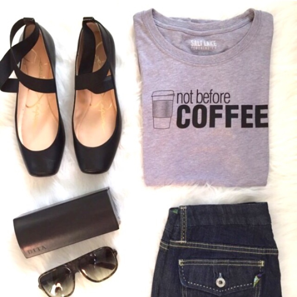 Not Before Coffee Short Sleeve Graphic T-Shirt - Picture 1 of 6