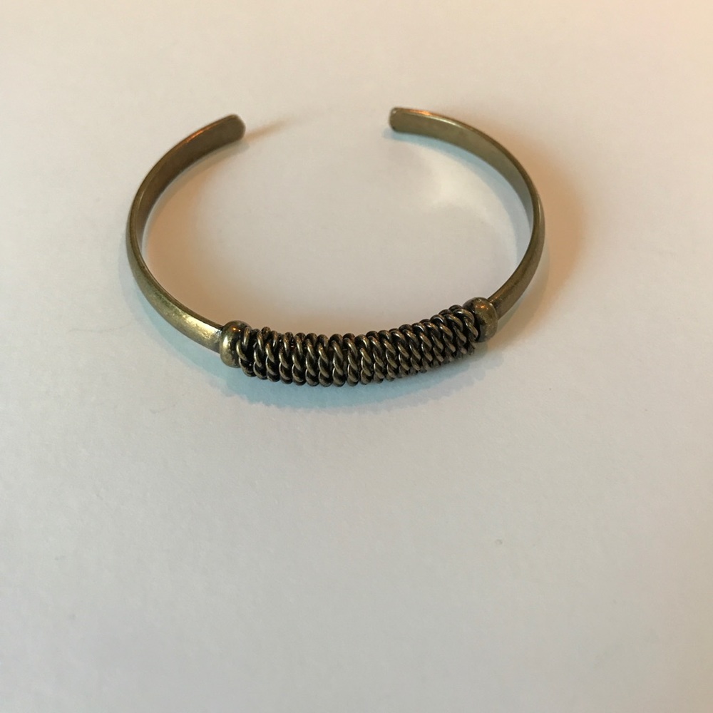 AEO Adjustable bronze cuff w/ chain wrapped detail
