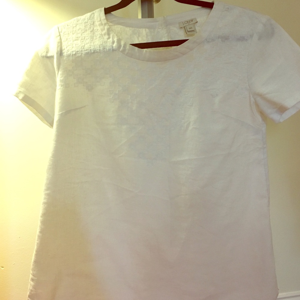 Short sleeve j crew linen blouse