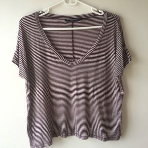 Brandy Melville maroon and white striped tee