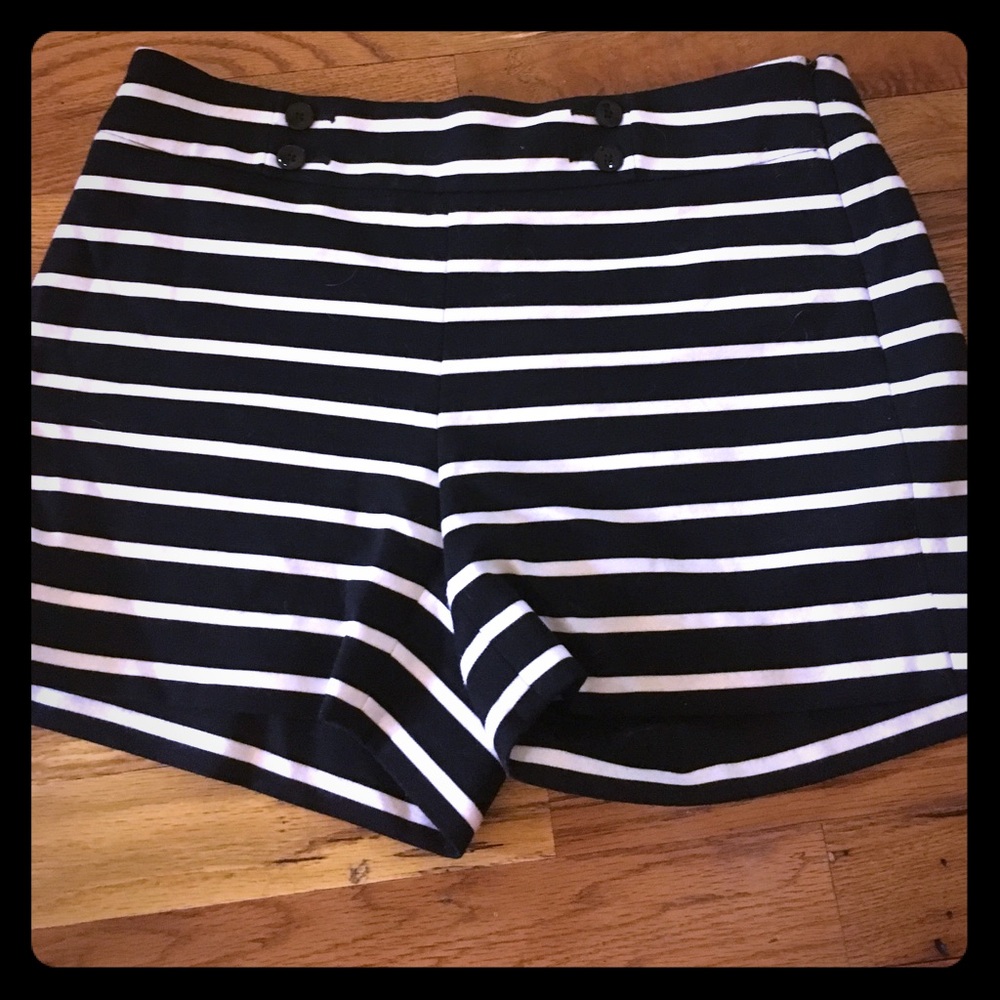 Black and white striped shorts