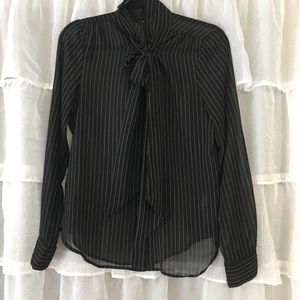 White House Black Market sheer pinstripe blouse
