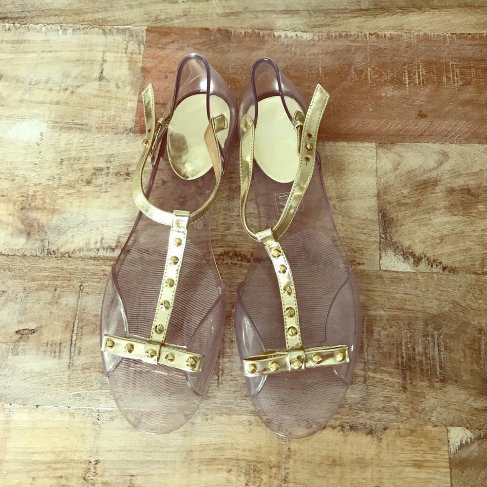 Stuart Weitzman gold jelly sandals (never used)