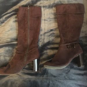 Brown knee length boots