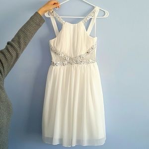 Angelic White Lace-Inset Tulle Dress