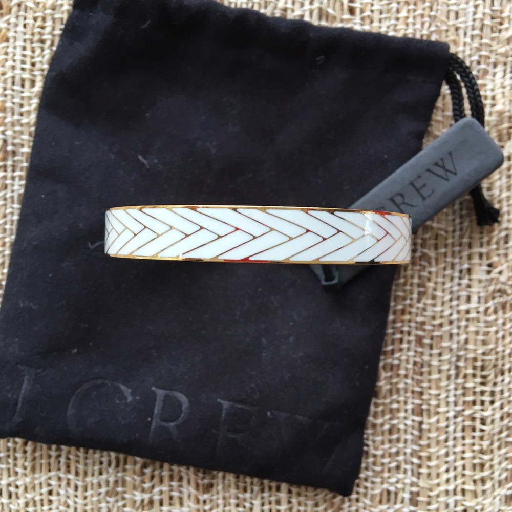 NWT J.Crew Petite White & Gold Bangle