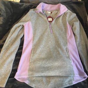 Gray and purple fleece jacket
