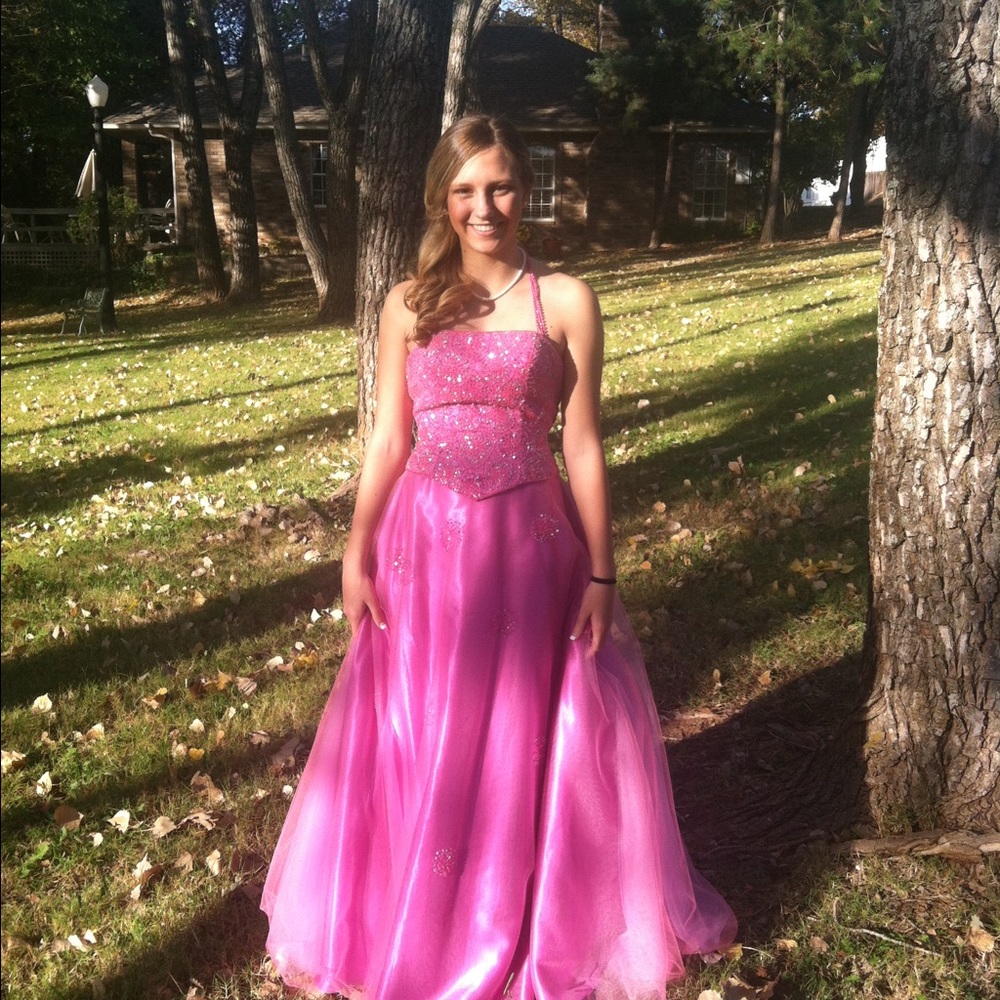 Prom Dress hot pink with sequins size 4