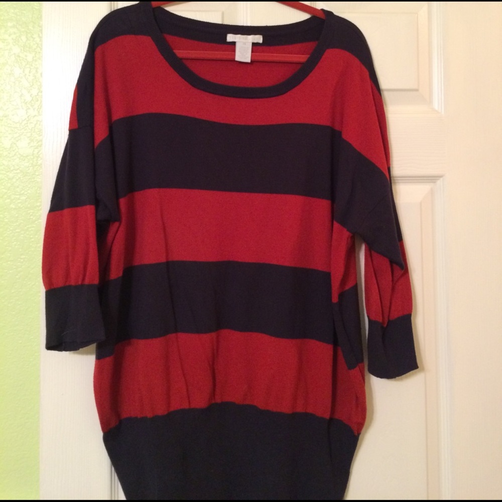 Burnt Orange & Grey 3/4 Sleeve Sweater