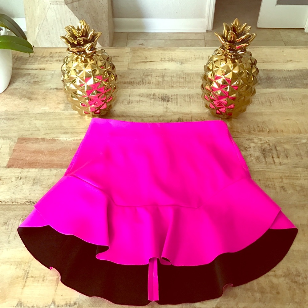 Hot pink ruffled skirt