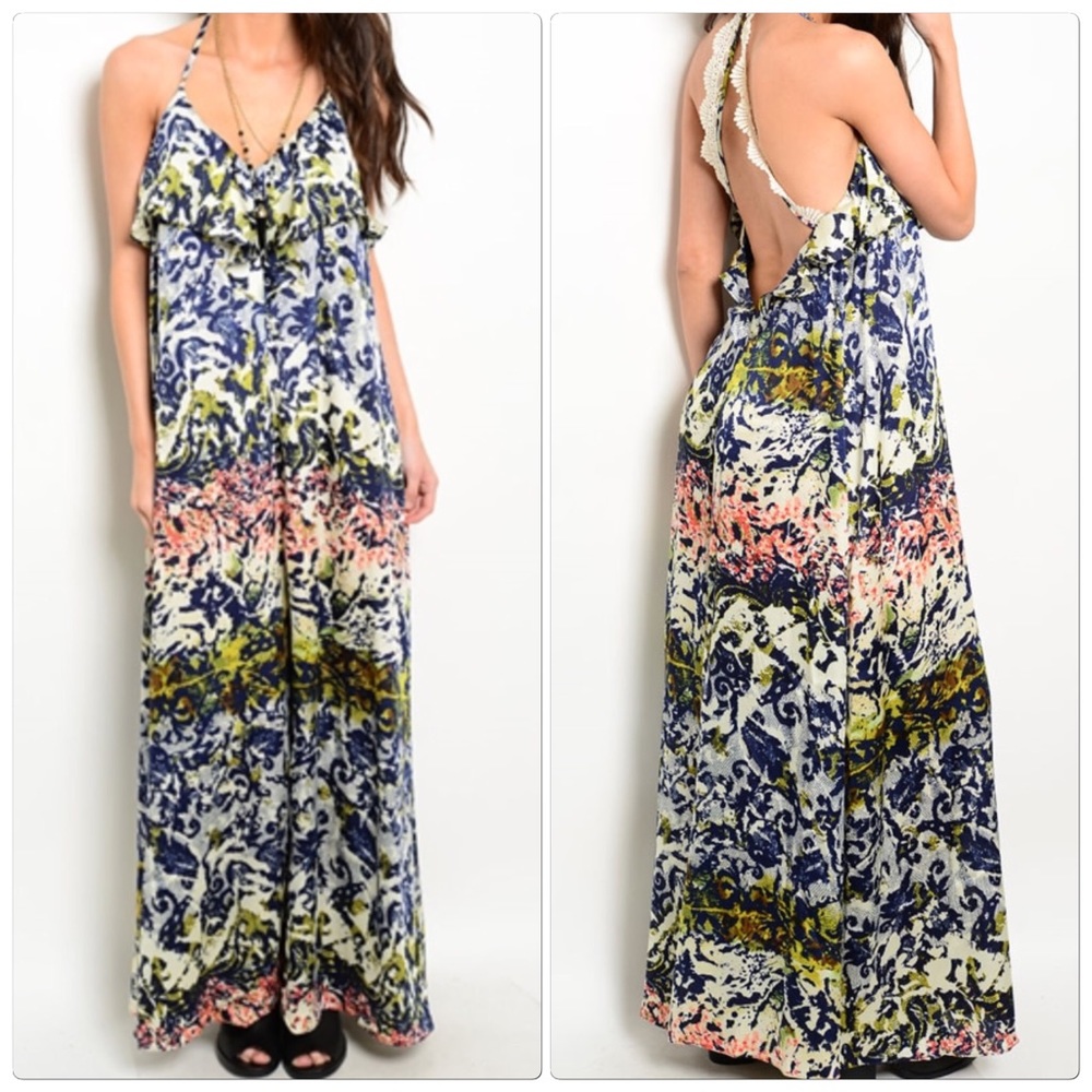 Spaghetti strap woven dress mixed print