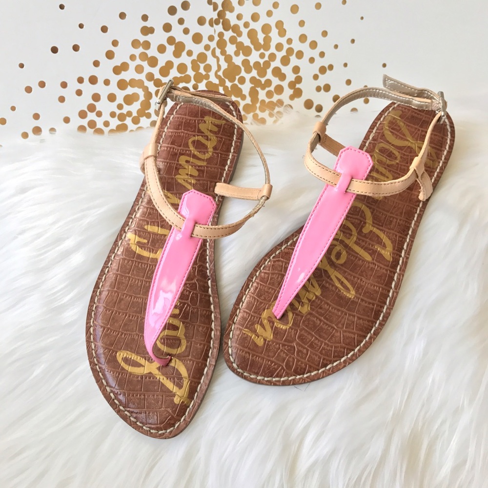 ❣SALE ❣Sam Edelman Leather Tan Pink Gigi Sandal - Picture 1 of 6