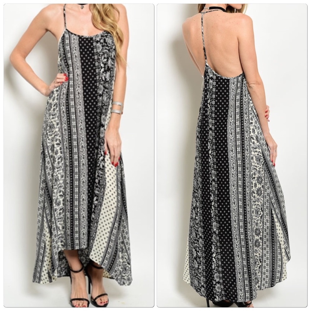 spaghetti strap woven dress tribal print