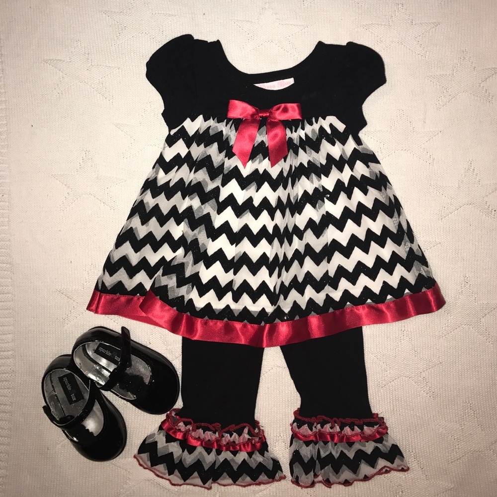 ✨LIKE NEW✨ Baby Girl Red & Black Set