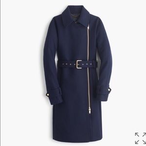 Brand new jcrew wool jacket belted zip trench coat