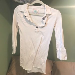 Cream Half Button Down