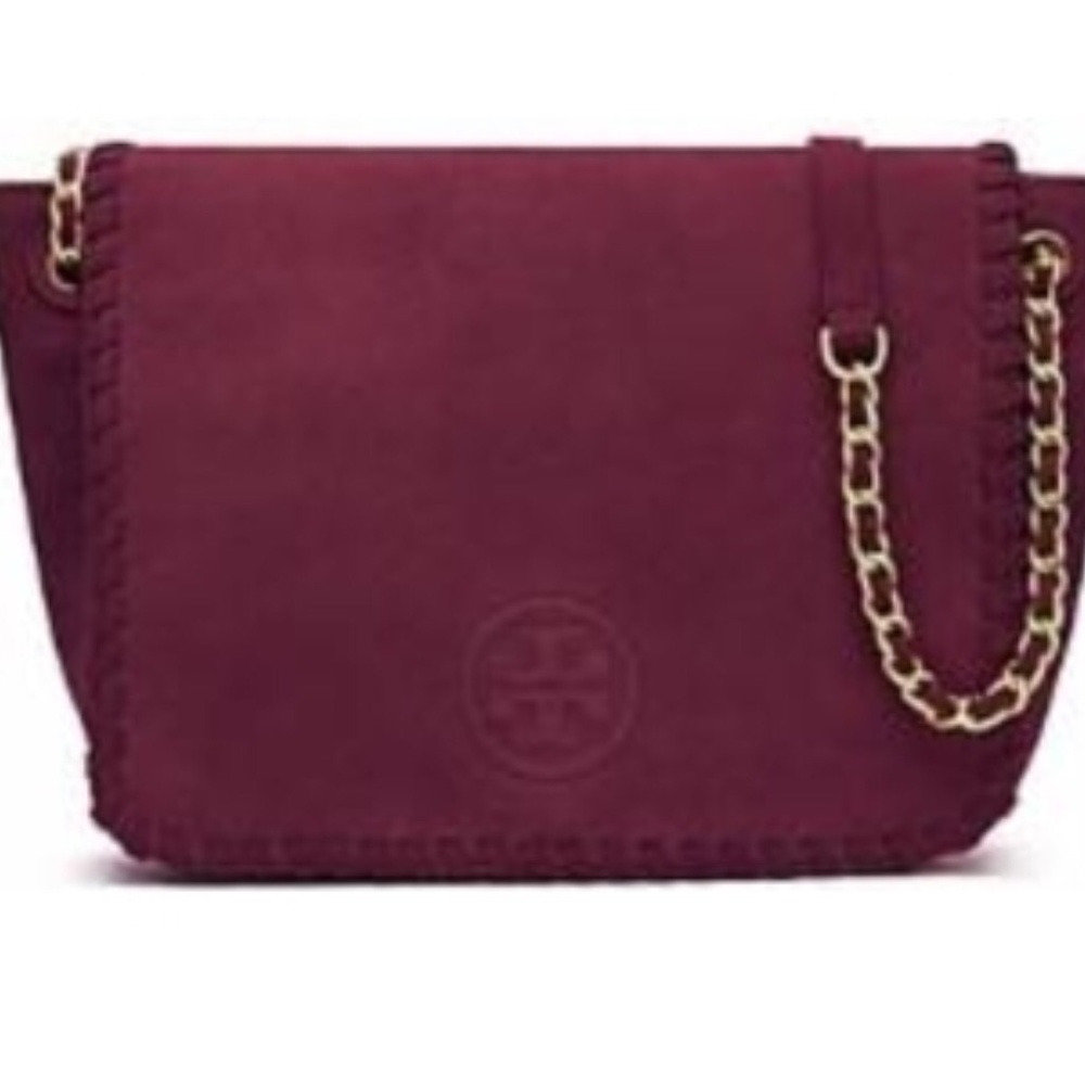 Maroon Suede Tory Burch Handbag