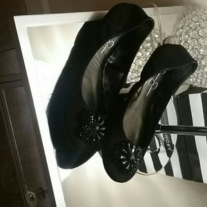 Black suede flats