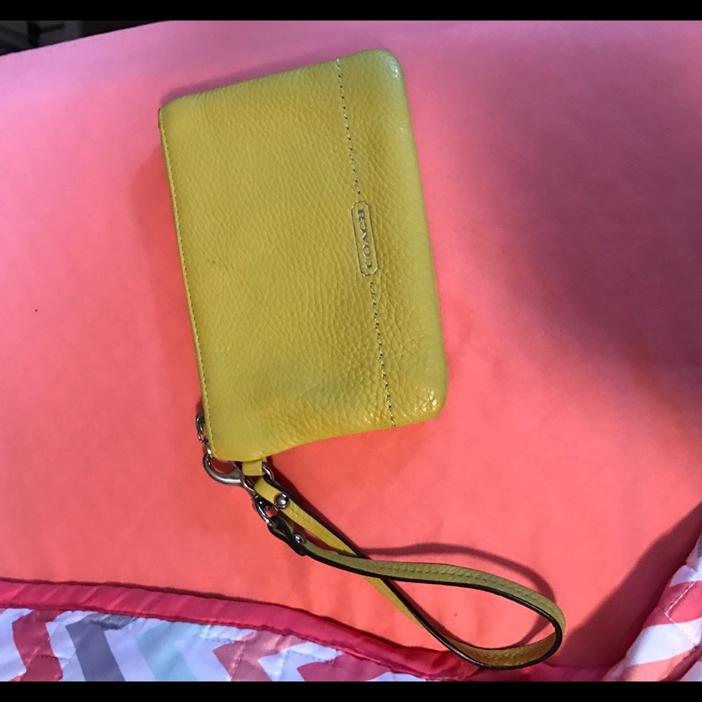 Lime green coach wristlet
