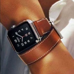 BNIB DOUBLE WRAP BLACK LEATHER APPLE WATCH BAND