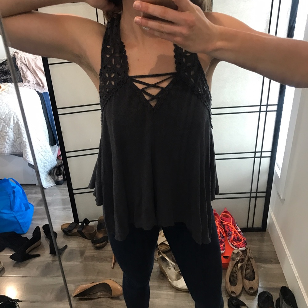 Free people flowy grey top