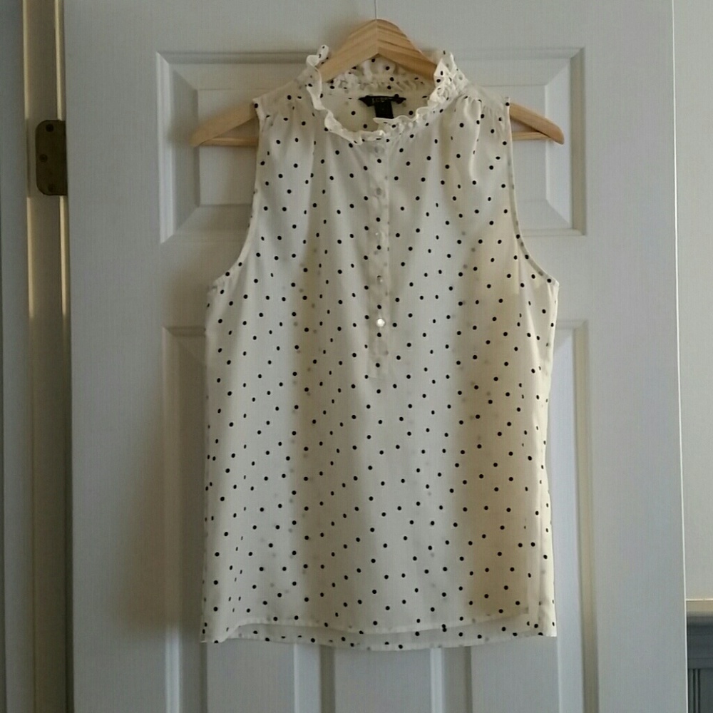 Jcrew navy polka dot blouse