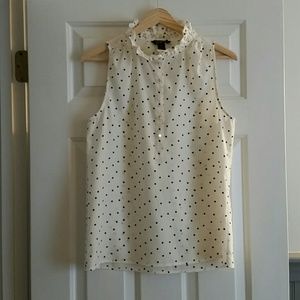 Jcrew navy polka dot blouse