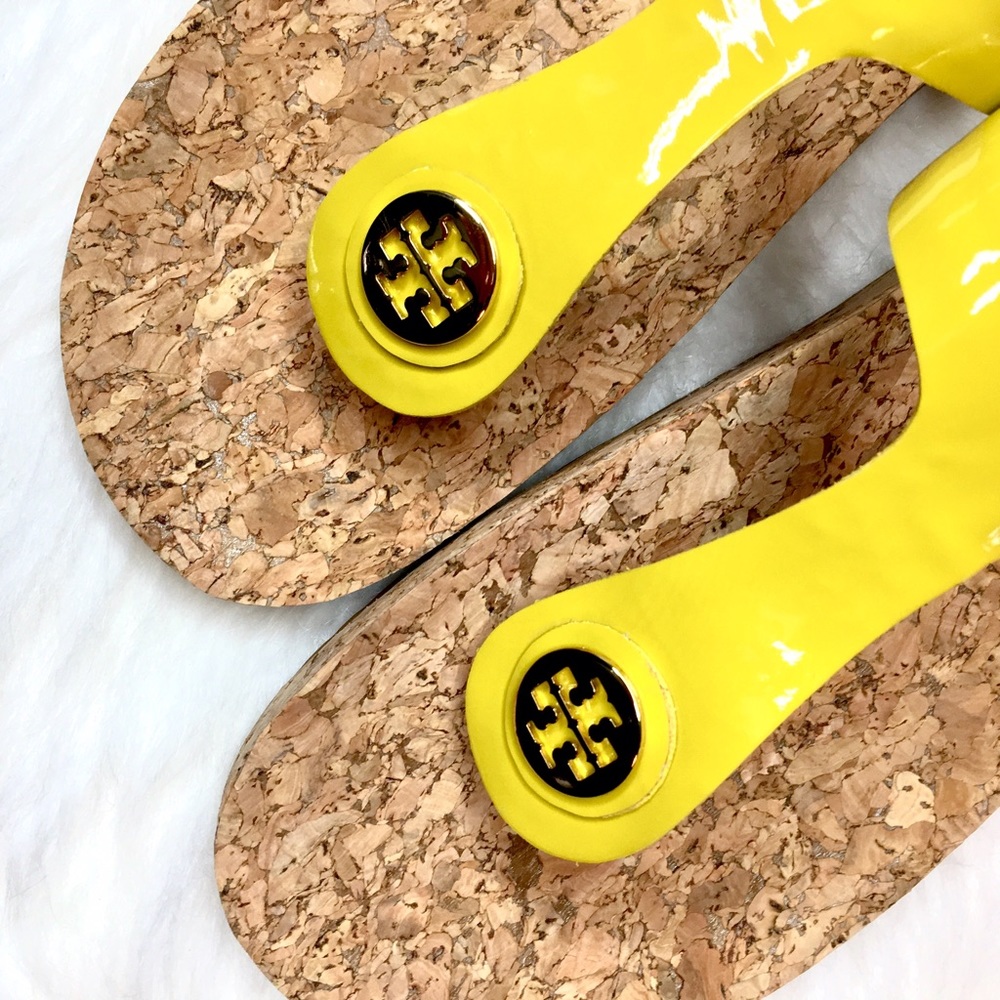 TORY BURCH Jane Cork Sandal in Banana Yellow Sz 10 - Picture 2 of 5