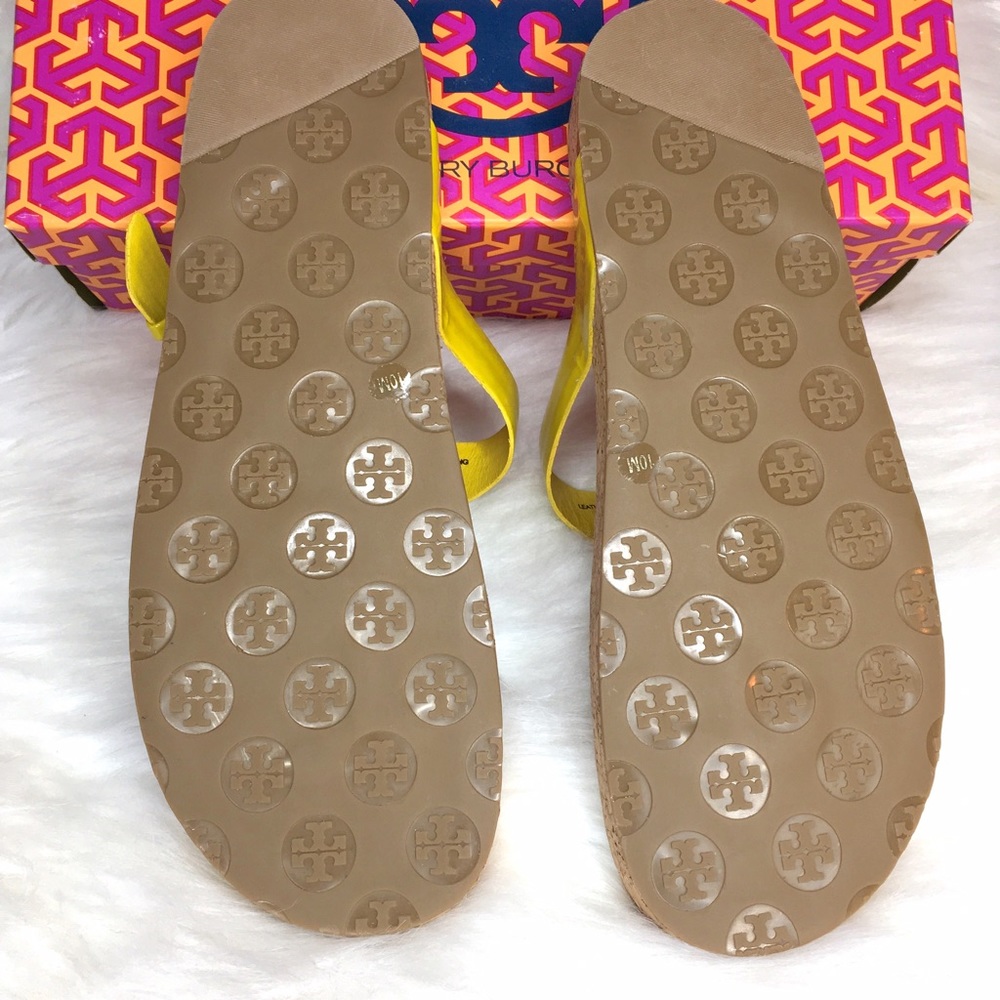 TORY BURCH Jane Cork Sandal in Banana Yellow Sz 10 - Picture 4 of 5