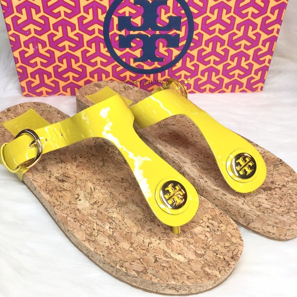 Tory Burch Shoes - TORY BURCH Jane Cork Sandal in Banana Yellow Sz 10
