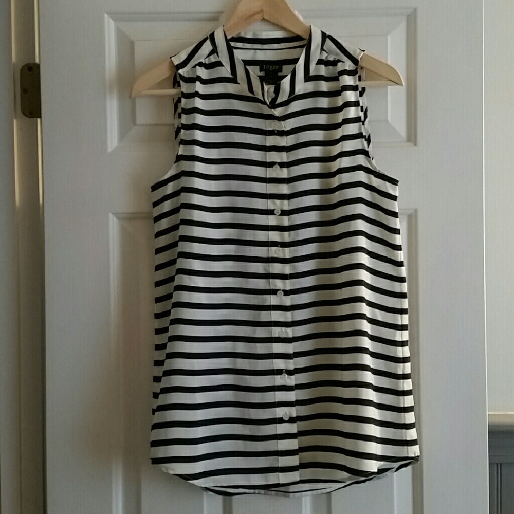 Jcrew sleeveless navy striped blouse