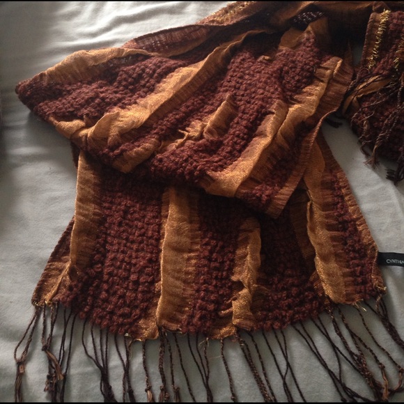 Cynthia Rowley metallic gold brown tones scarf - Picture 3 of 3
