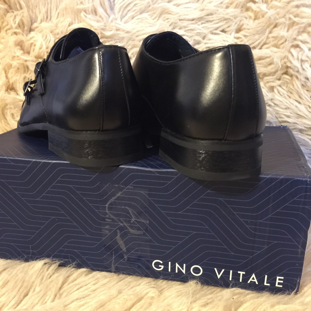 Black GINO VITALE Men's Monk Strap Dress Shoes - Picture 3 of 4