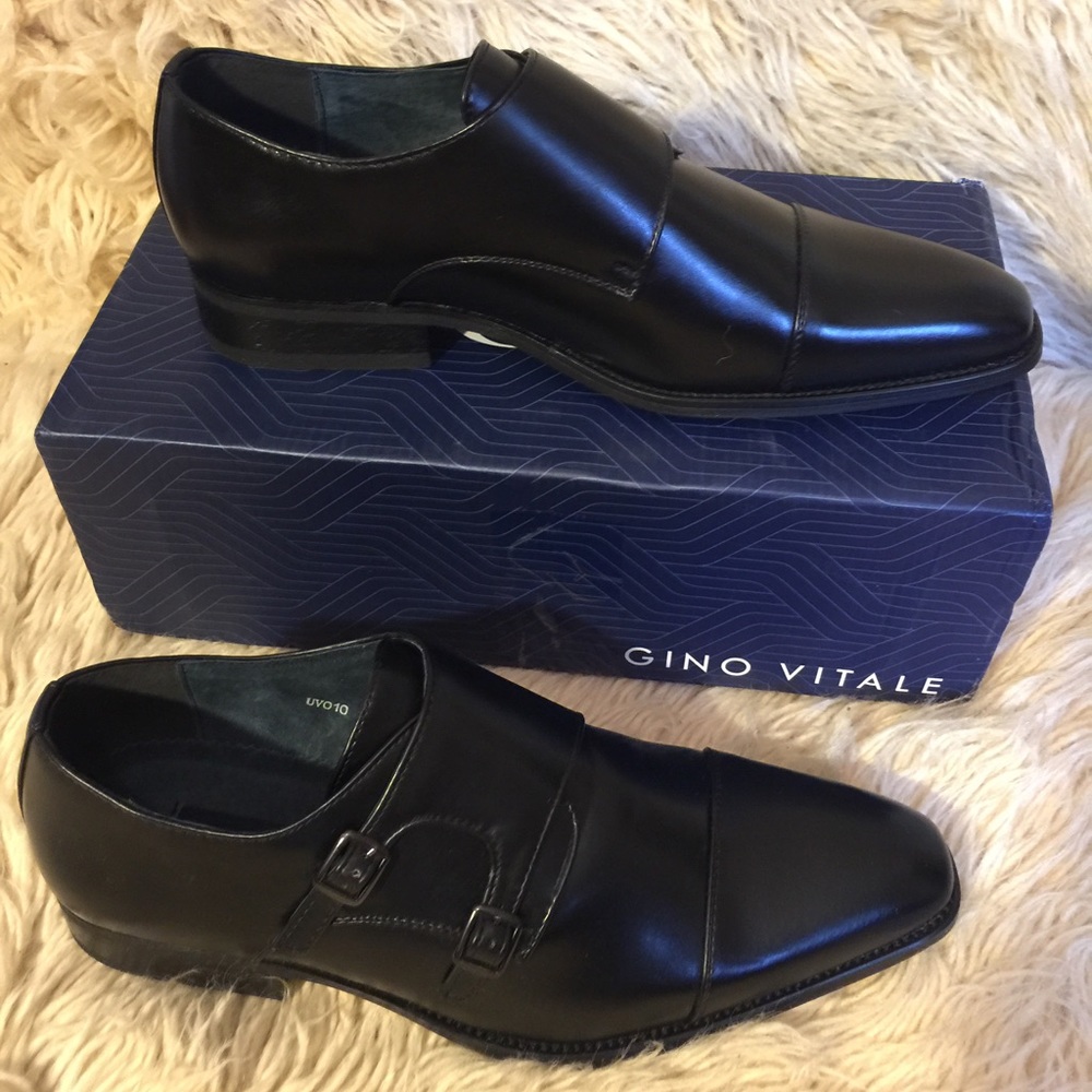 Black GINO VITALE Men's Monk Strap Dress Shoes - Picture 4 of 4