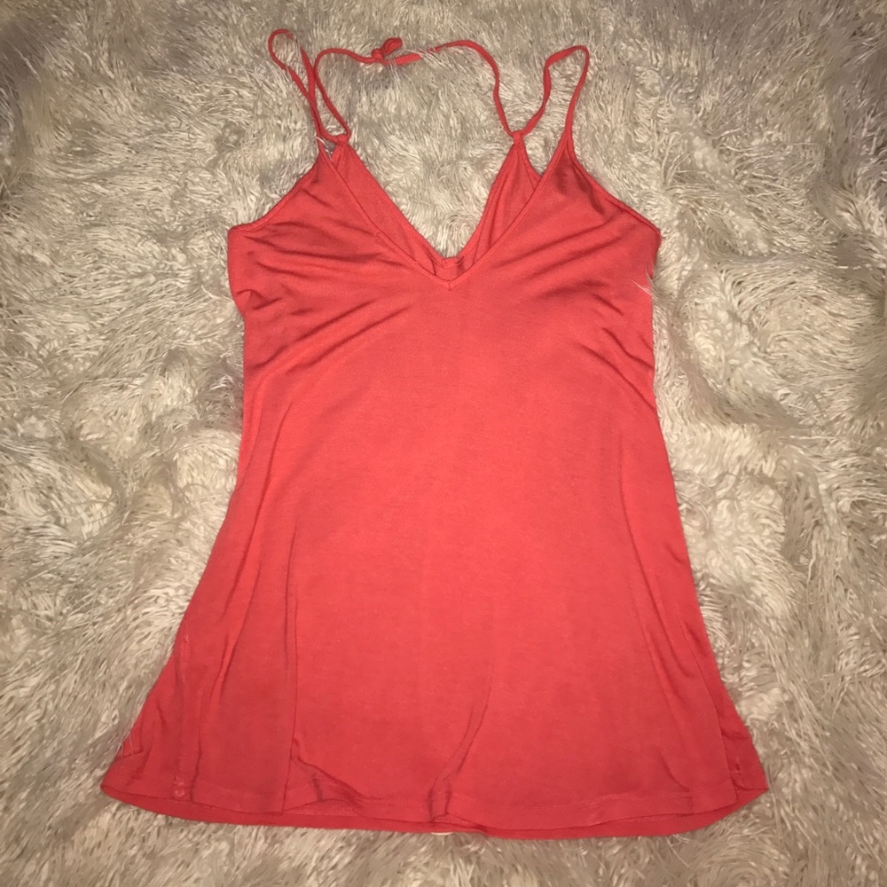 Coral Pink Double Strap Tank Top!